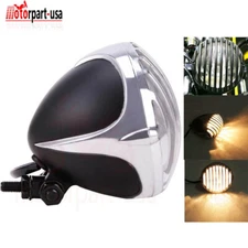 Motorcycle Grill Headlight Lamp For Harley Chopper Bobber Cafe Racer Cruiser