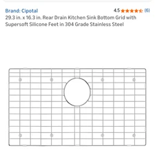 29.3inx16.3in cipotal rear drain kitchen sink bottom grid with soft silicone