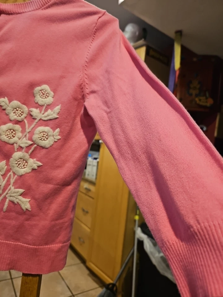 Girls Size Medium Pink Garnet Hill Cardigan - Image 3 of 4