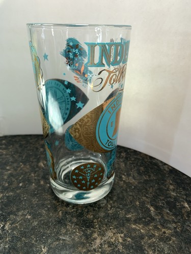 Indiana Toll Road Souvenir Glass 5.5” Landmarks Gold Blue Clear Vintage NICE - Picture 13 of 13