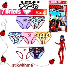 Girls 7-PACK SET Miraculous Ladybug  Cat BRIEF PANTIES Underwear SIZE 4 NEW Pkg