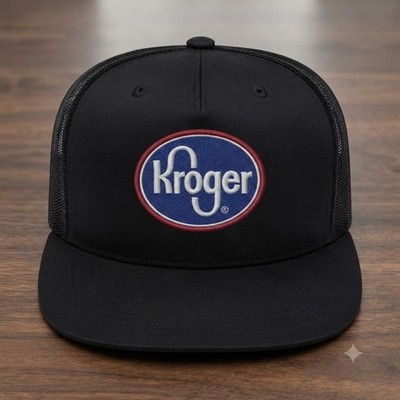 Kroger Embroidered Snapback Trucker Hat Black Mesh Baseball Cap Adjustable