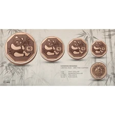 2025 Liberia Panda 40th Ann. 3.75 oz 4-Coin Copper Set