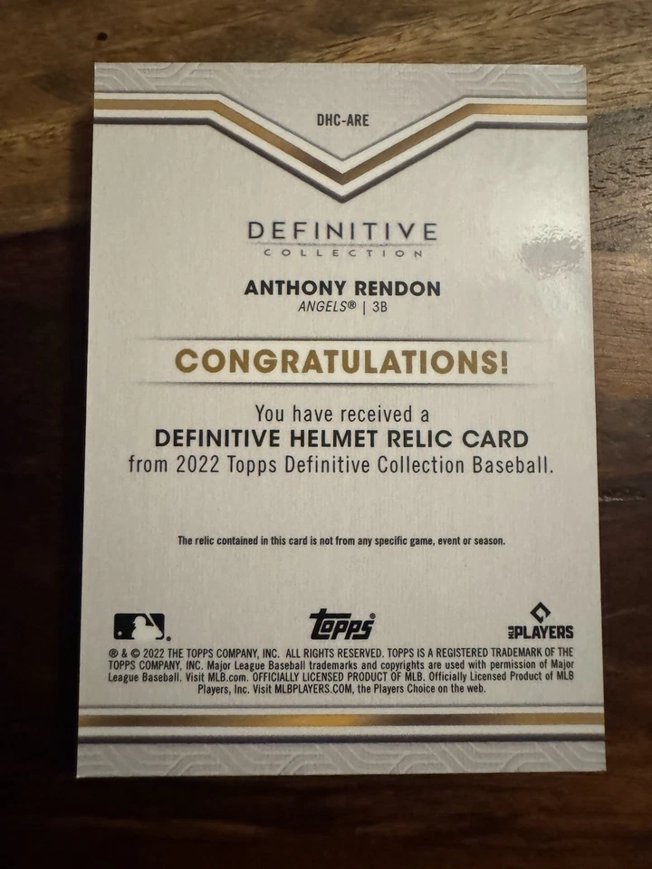 Colección Definitiva Topps 2022 - Casco Definitivo Anthony Rendon #DHC-ARE/35 Foto 2 de 3