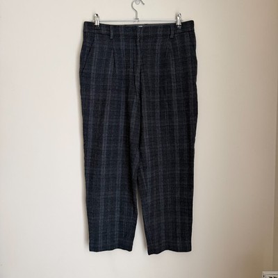 TOAST Damen Hose Wollmischung Grau Kariert Cropped Pants