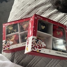 DISNEY 4 MICKEY AND MINNIE CHRISTMAS BAUBLES TREE DECORATIONS 2 X 4 SETS 