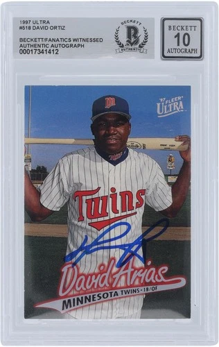 David Ortiz Minnesota Twins Signed 1997 Fleer Ultra #518 BAS 10 Rookie Card