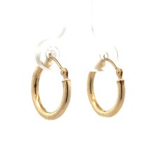 Designer 14k Yellow Gold Classic Petite Small Hollow Round Hinged Hoop Earrings