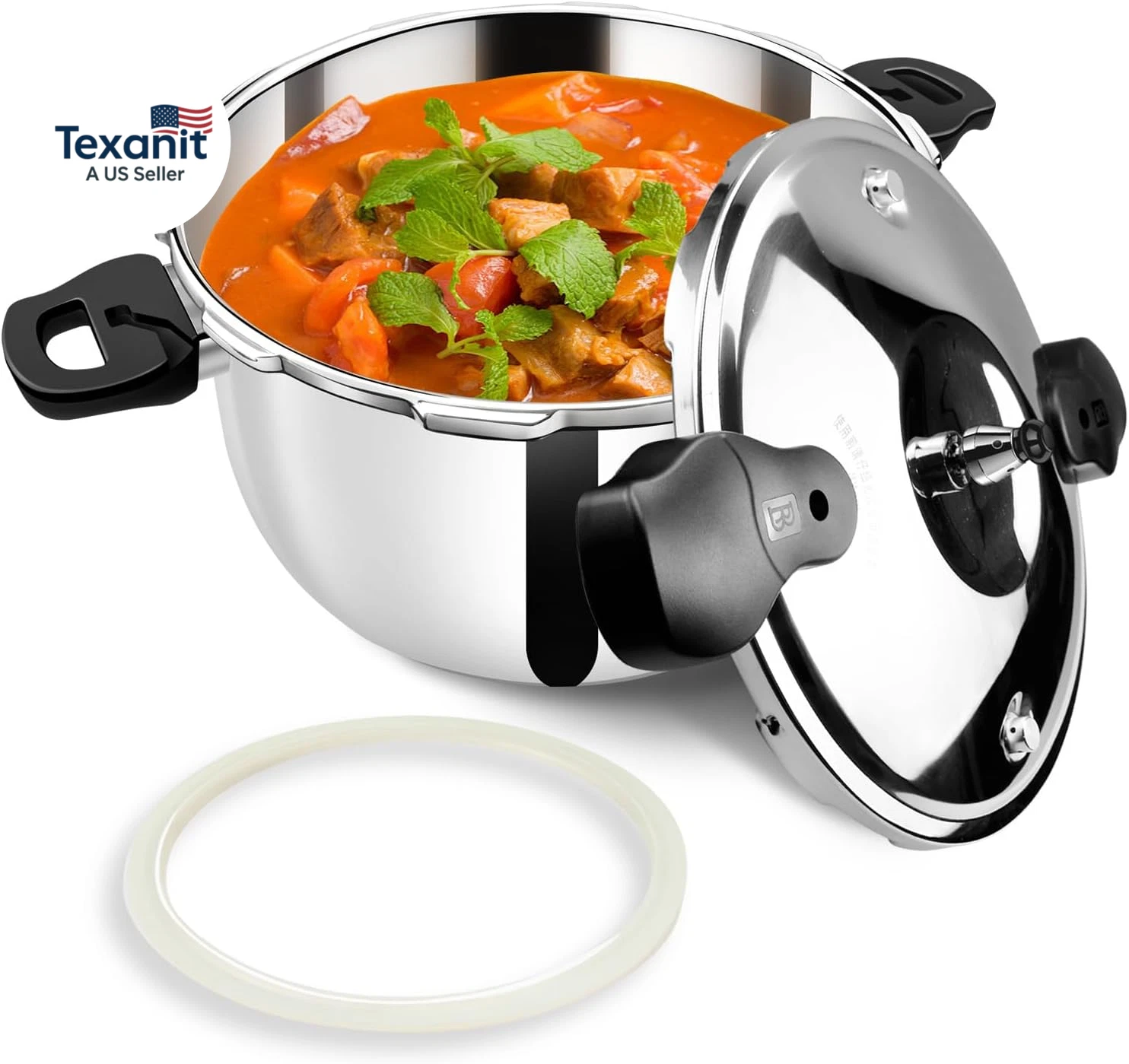 Stainless Steel Pressure Cooker, Peterboo 12 Quart Induction Compatible Thickene