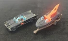 Vintage Batman Husky Corgi Batmobile and Batboat w/ Batman/Robin Figures 1:64