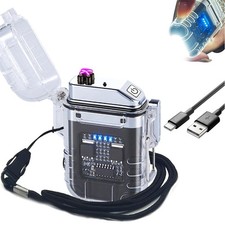 Electric Torch Waterproof Plasma Dual ARC Windproof Lighter USB Rechargeable New