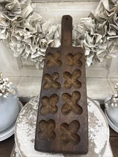 Vintage Primitive Wooden Hand Made Cookie Mold Paddle