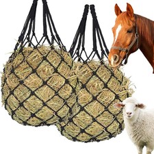 2PACK Slow Feed Hay Net for Horses Goats Sheep Nylon Hanging Feeder Bag 40 Inch