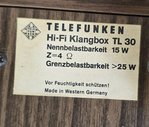 Guter Paar TELEFUNKEN TL 30, LAUTSPRECHERBOX, 4♎, 15/25W, VINTAGE, VB - Picture 16 of 17