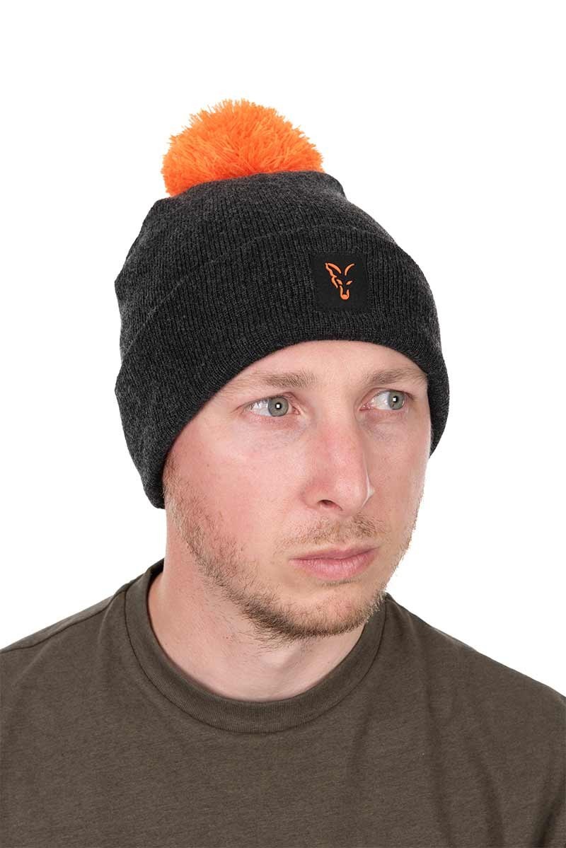 Fox Collection Bobble Hat - Black & Orange - Carp Fishing - CHH036
