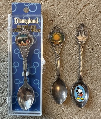 アメリカディズニーランドのミッキーマウスのスプーン Lot 3 Vtg Disneyland Collectible Silverplated Spoon Souvenir