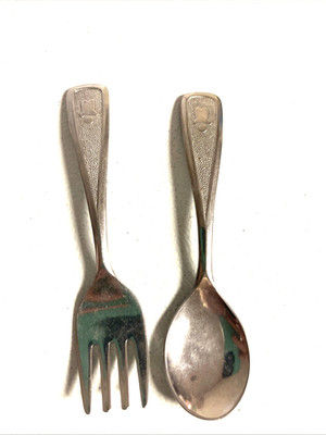 The First Years ''Deluxe Stainless'' Baby Toddler Spoon Fork Lot 1980s Japan