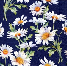  2 Two Paper Lunch Napkins for Decoupage/Mixed Media - Beautiful Daisies blue