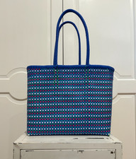Handmade Mexican Artisan Plastic Woven Tote bag, Oaxaca bag, beach bags.