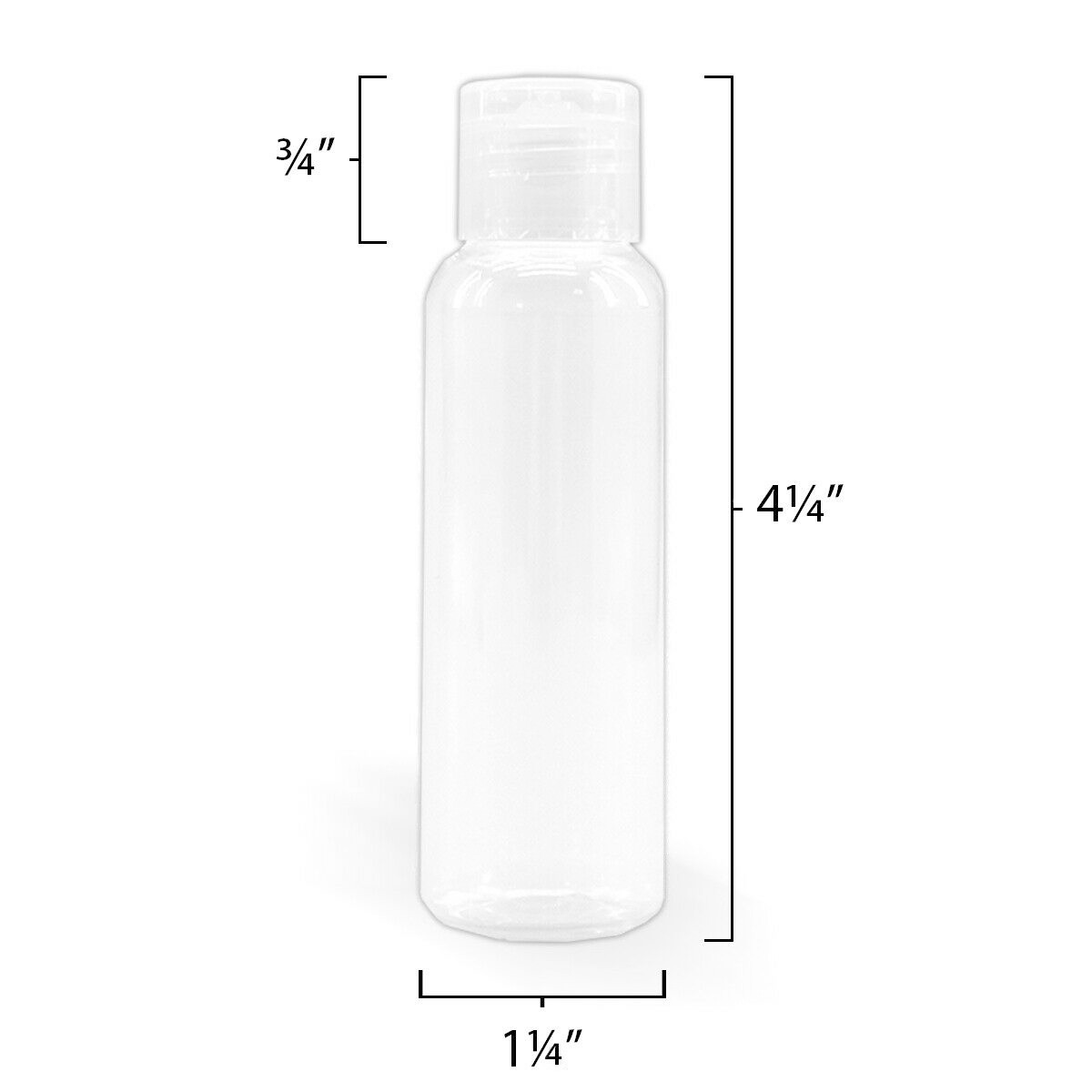 2oz (60ml) Clear PET Plastic Travel-Size Bottles, Flip-Top Caps - NEW Surplus!