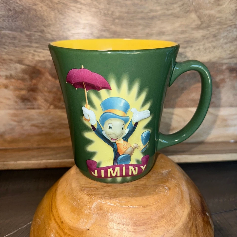 Disney Jiminy Cricket Green Yellow Umbrella Mug Pinocchio Drinkware - Image 2 of 4