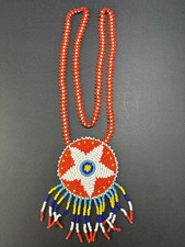 Vintage Native American Style Handmade Beaded 22" Necklace with Tassel Pendant