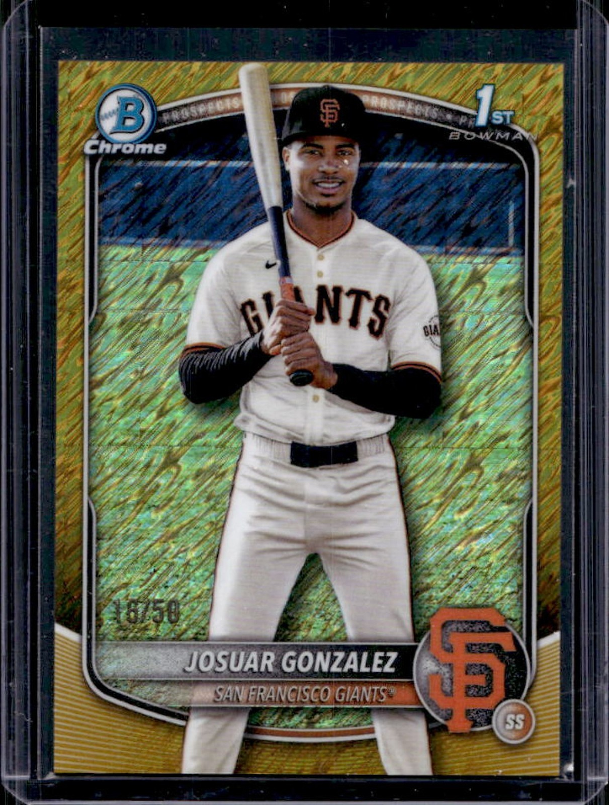 2025 Bowman Chrome Josuar Gonzalez Gold Shimmer Refractor 1st #/50 Giants