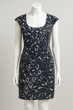 French Connection Party Dress Women’s UK 10 Navy Grey Animal Print
