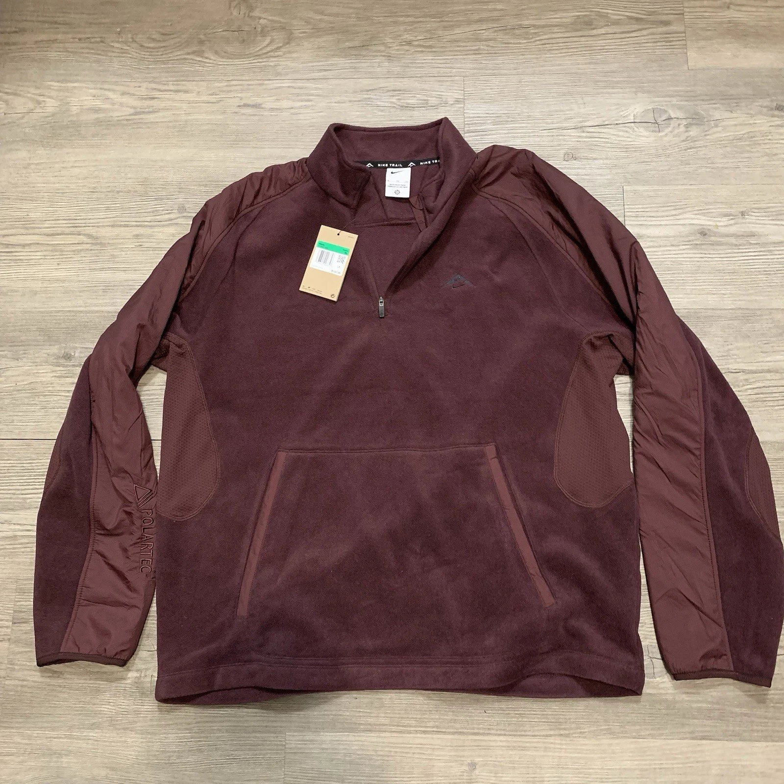 Nike Trail Polartec 1/2 Zip Fleece Running Top Size XL Burgundy FV9962 652
