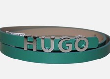 Hugo Boss Womens Zula Leather Belt Green Skinny 70cm-26 (fits 24”) New RRP £69