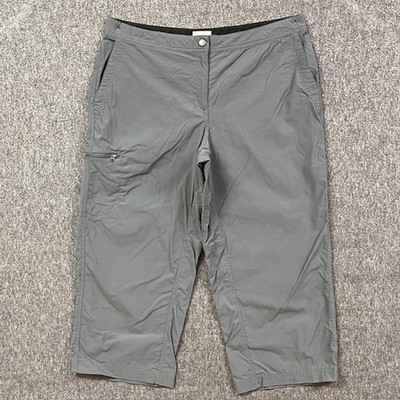 L.L.Bean Pants Womens 14 Reg Gray Cropped Capri Stretch Nylon Zip Pockets