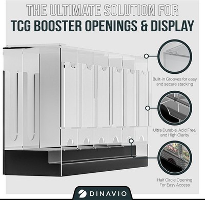 6-Slot Booster Pack Dispenser Acrylic with Black Base - Stackable