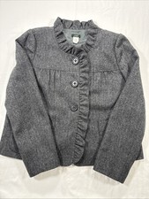 J.Crew 100 Lambswool Herringbone Lady Cropped Jacket Grey Size 10