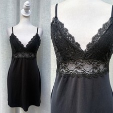Linea Donatella black mini lace top lingerie slip camisole dress