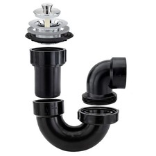 RecPro RV Shower Drain and Bathtub P Trap Plumbing Black
