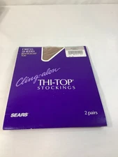 Sears Cling-alon Thi-Top Stockings Reinforced Toe 2 pair Size Classic Mist