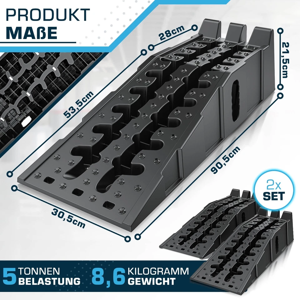 SELLOGX® Auffahrrampen PKW 2er Set 5t belastbare rutschfeste Auto Auffahrhilfe - Bild 3 von 4