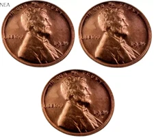 1924+1924-D+1924-S Lincoln Wheat Penny Cent Lot ~ Gem BU (red) ~ 3 Coin Set