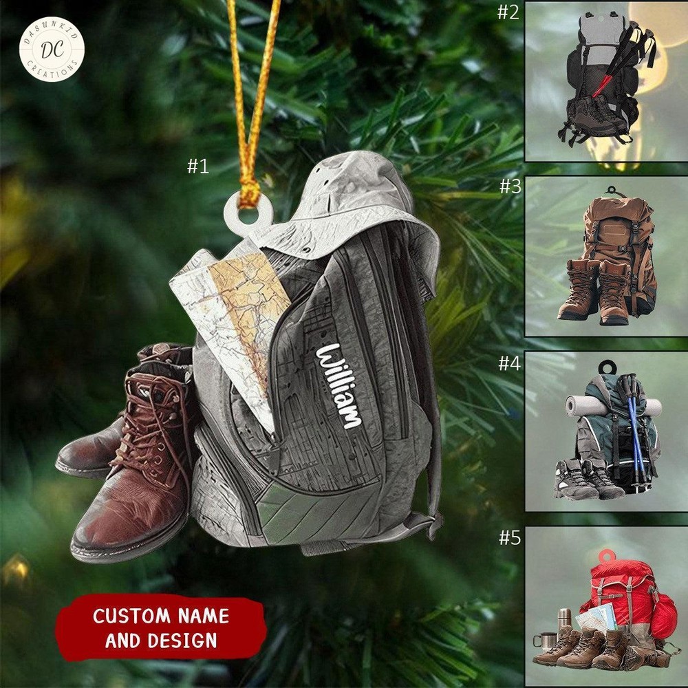 Hiking Lover Gift  Hiking Ornament  Personalized Hiking Bag Ornament  Hiking Bag