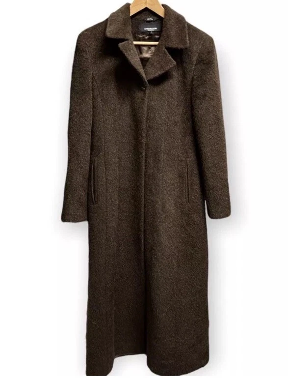 Jones New York Collection Fur 65% Suri Alpaca 35% Wool Brown Long Coat  6 Peru - Image 3 of 4