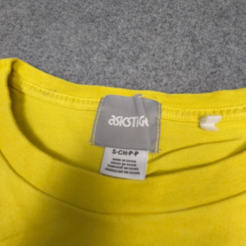asics tiger Shirt Mens SMALL yellow cotton Sports short sleeve T Shirt Size S - Picture 3 of 10