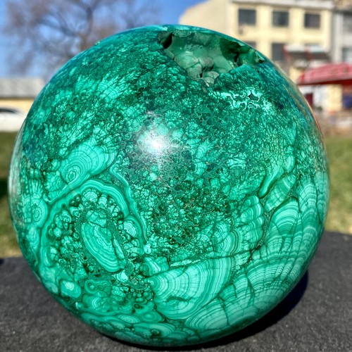 8.92LB Rare Natural Malachite quartz hand Carved sphere Crystal Healing Gem ball - Picture 4 of 18
