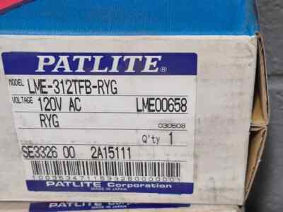 New Patlite LME-312TFB-RYG Light Tower Red Yellow Green 120VAC LME-TFB