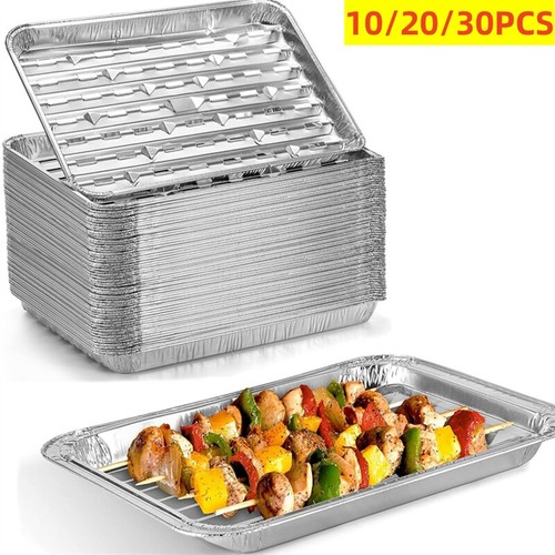 10/30X Large Aluminium Foil Barbecue Tray Baking Roasting Food Container Liner - Picture 2 of 9