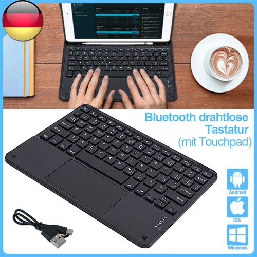 Bluetooth Tastatur kabellos Keyboard Touchpad für PC Handy Tablet Universal DHL - Bild 4 von 18