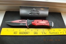 8.5" SPRING ASSISTED KNIFE NEW 3.5" BLADE RED OVERLAY HANDLE 4.5" HANDLE