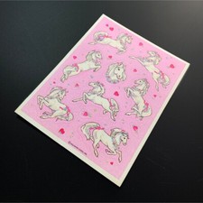 UNICORN PEGASUS heart HALLMARK PINK sticker decal sheet VERY RARE VINTAGE