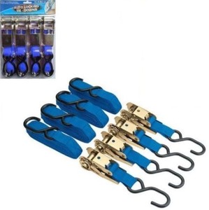 4pc Heavy Duty Ratchet Strap Tie Down Cargo Straps 4.6 Metre//1 Inch-15/'//25MM
