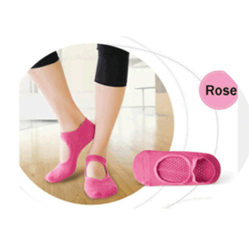 Damen Pilates Barre Yoga Socken mit rutschfestem Griff Ballett Tanz Fitnessstudio Sport Fitness - Bild 4 von 9