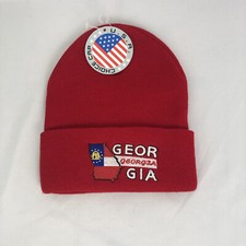 State of Georgia Embroidered Knit Hat Skull Cap Beanie Unisex OSFM Made in USA
